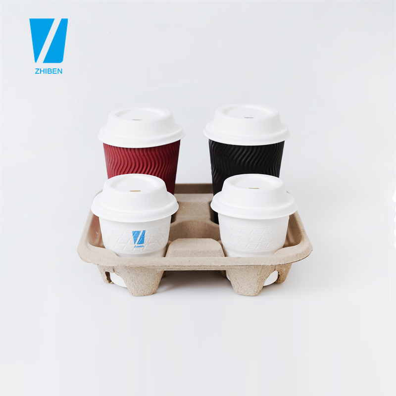 Two Cups of Coffee Pulp Tray Takeaway Beverage Cup Holder - China